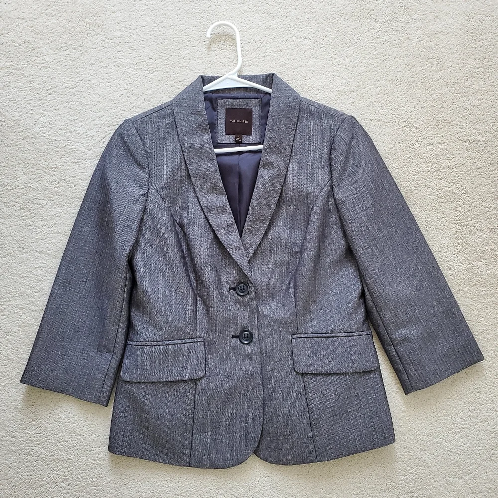 The Limited Women’s Gray 3/4 Sleeves Fitted Jacket Blazer szS